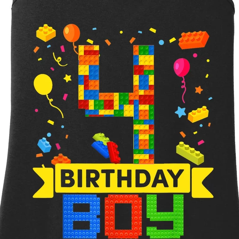 4th Birthday Master Builder 4 Years Old Block Building Boy Ladies Essential Tank