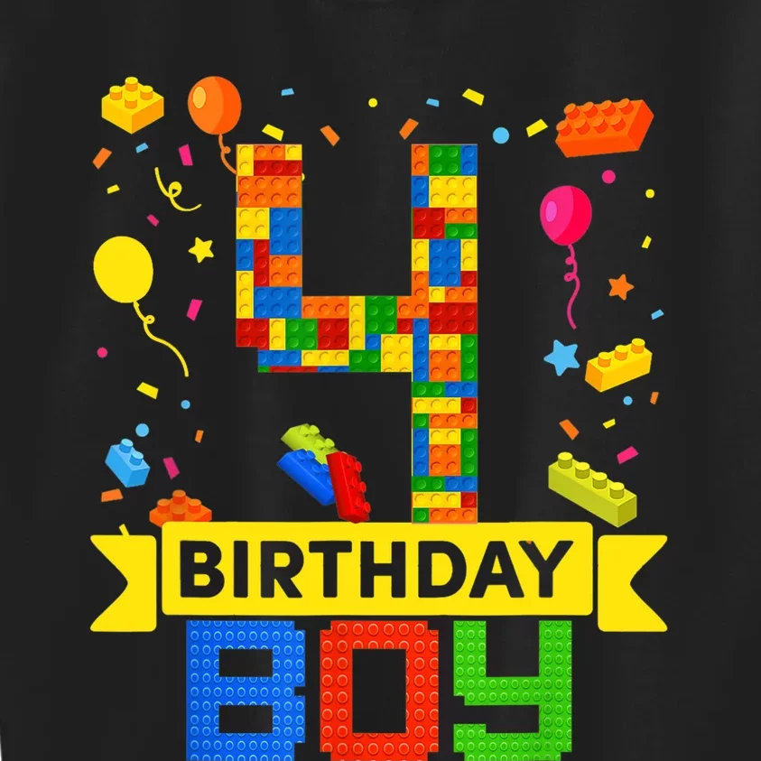 4th Birthday Master Builder 4 Years Old Block Building Boy Kids Sweatshirt