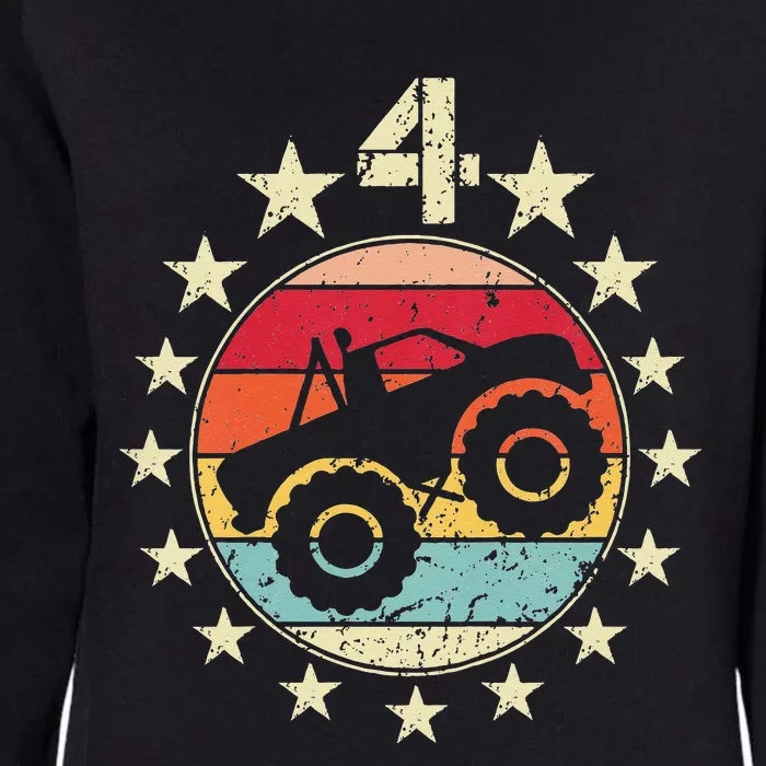 4th Birthday Monster Truck 4 Year Old Birthday Womens California Wash Sweatshirt