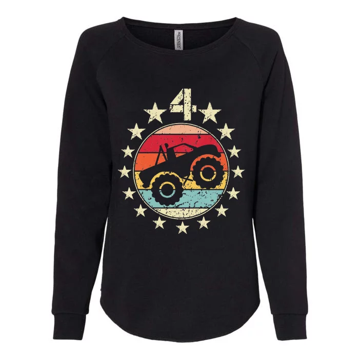 4th Birthday Monster Truck 4 Year Old Birthday Womens California Wash Sweatshirt