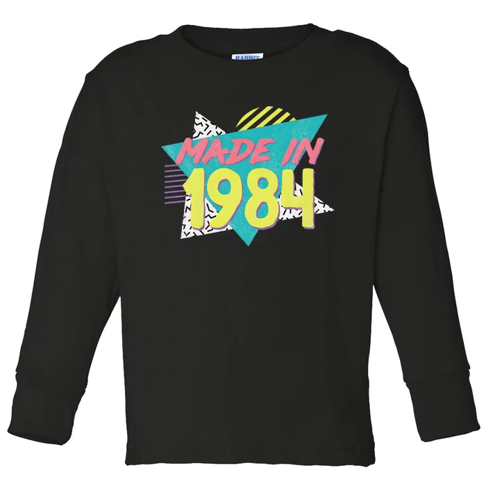 40th Birthday Made In 1984 Vintage Birthday Toddler Long Sleeve Shirt