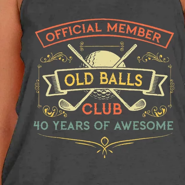 40th Birthday Old Balls Club 40 Year Old Golfer Women's Knotted Racerback Tank