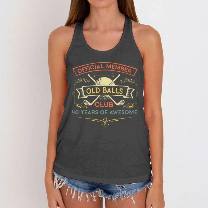 40th Birthday Old Balls Club 40 Year Old Golfer Women's Knotted Racerback Tank