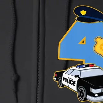 4th Birthday Police 4 Years Old Officer Car Costume Full Zip Hoodie