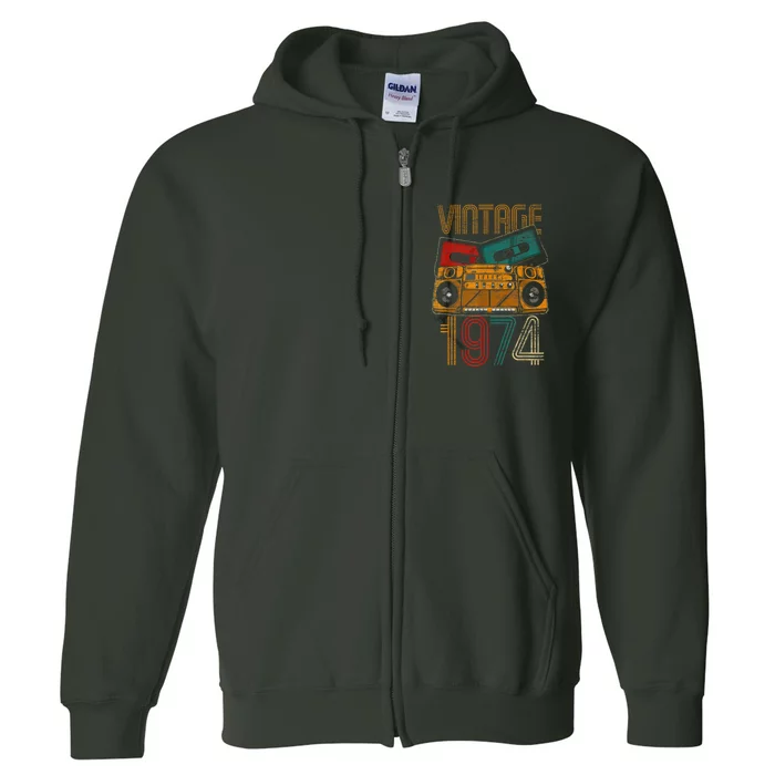 49th Birthday Present Gifts - Years Old Vintage 1974 Full Zip Hoodie