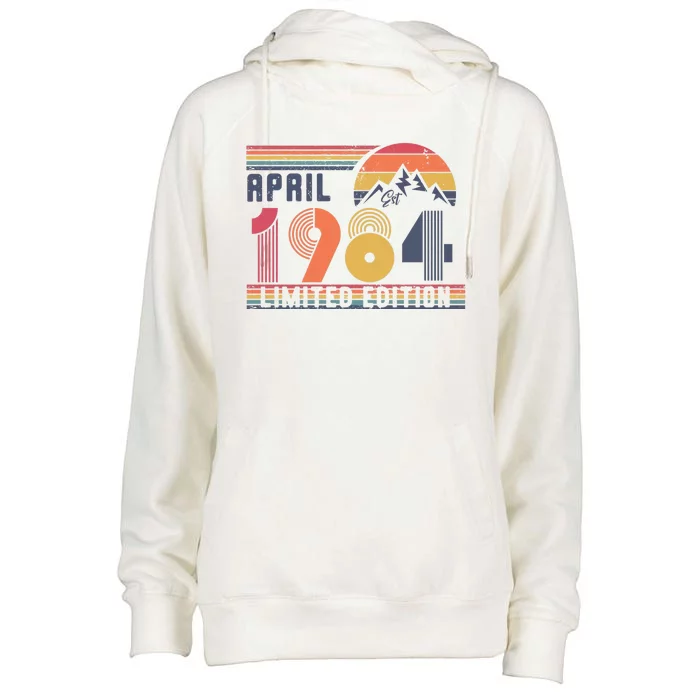 40th Birthday Retro April 1984 Birthday Womens Funnel Neck Pullover Hood