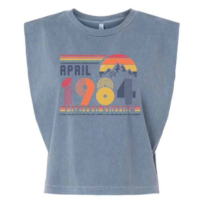 40th Birthday Retro April 1984 Birthday Garment-Dyed Women's Muscle Tee