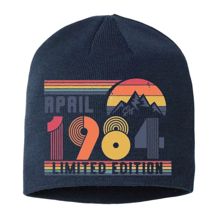 40th Birthday Retro April 1984 Birthday 8 1/2in Sustainable Knit Beanie