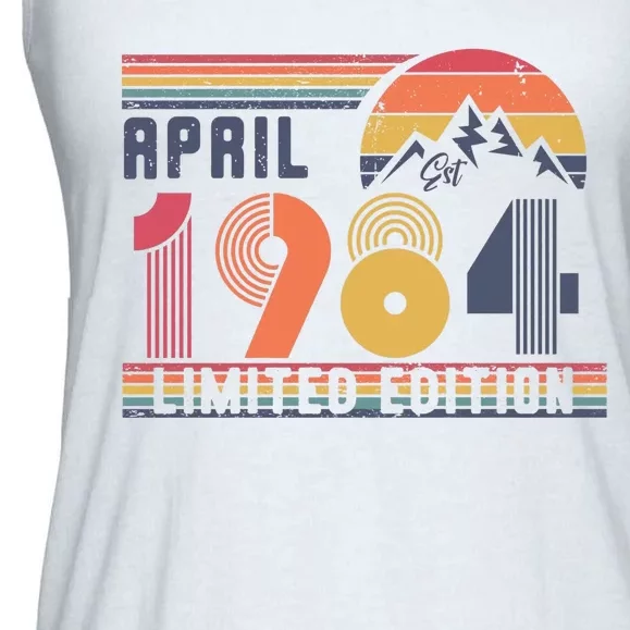 40th Birthday Retro April 1984 Birthday Ladies Essential Flowy Tank