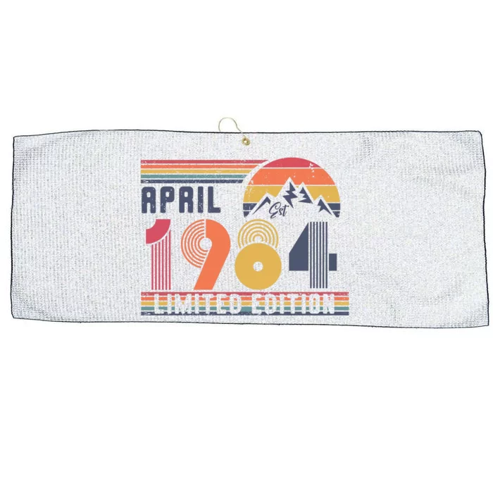 40th Birthday Retro April 1984 Birthday Large Microfiber Waffle Golf Towel