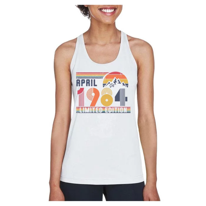 40th Birthday Retro April 1984 Birthday Women's Racerback Tank