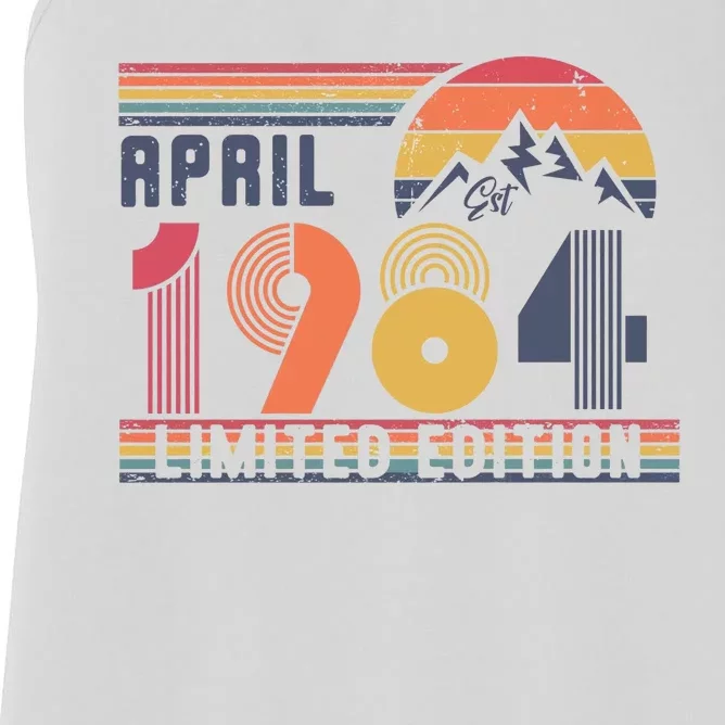 40th Birthday Retro April 1984 Birthday Women's Racerback Tank