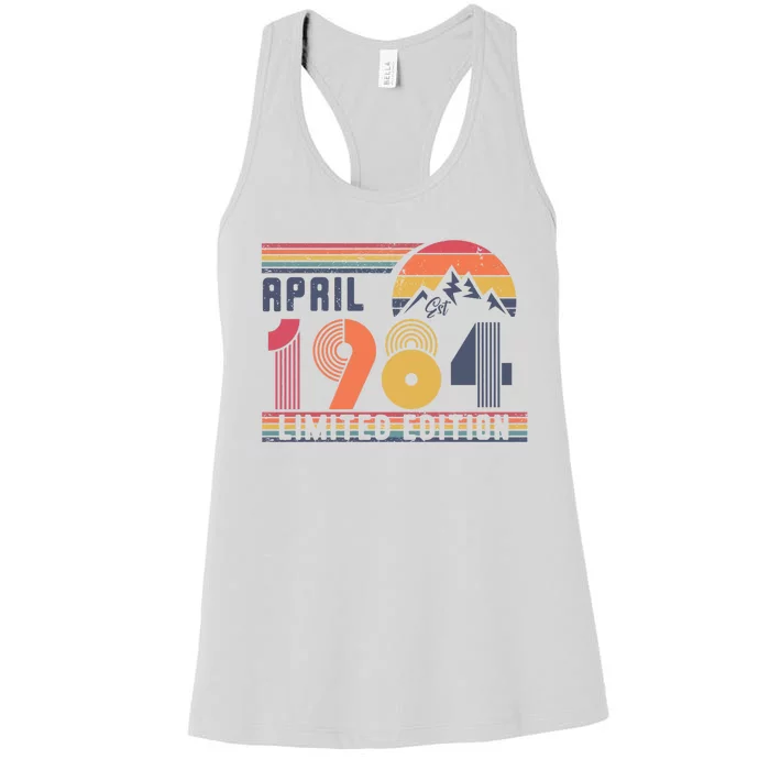 40th Birthday Retro April 1984 Birthday Women's Racerback Tank