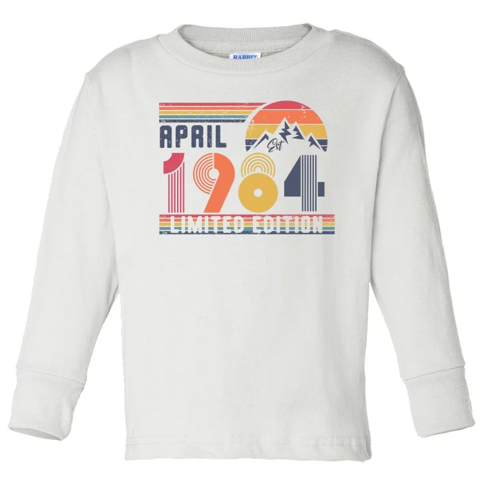 40th Birthday Retro April 1984 Birthday Toddler Long Sleeve Shirt