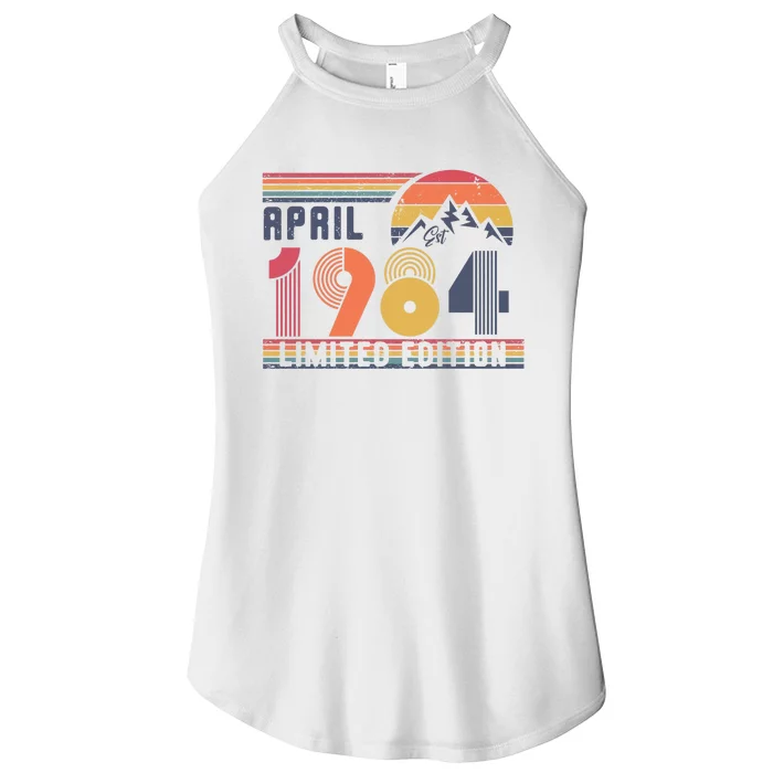 40th Birthday Retro April 1984 Birthday Women’s Perfect Tri Rocker Tank