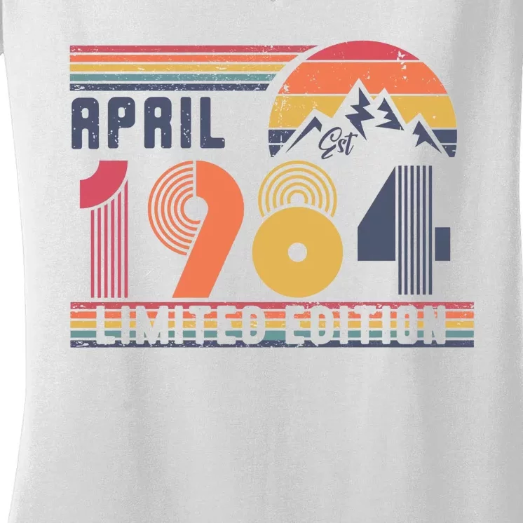 40th Birthday Retro April 1984 Birthday Women's V-Neck T-Shirt