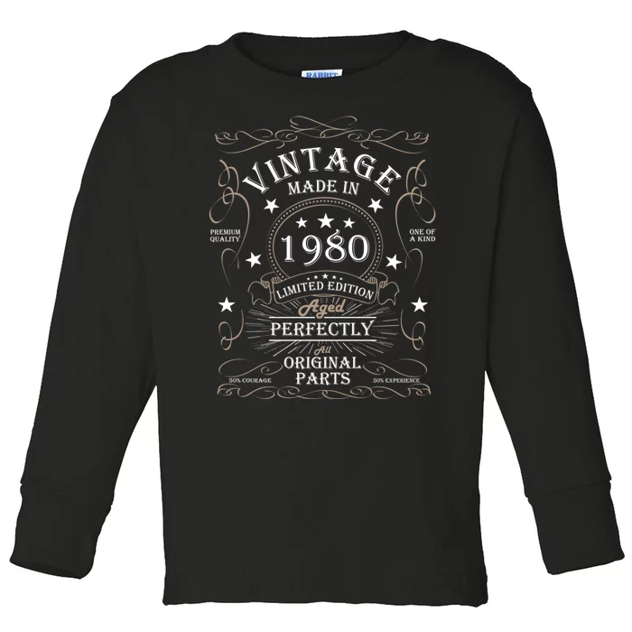 44th Birthday Retro Limited Edition Man Woman Vintage 1980 Toddler Long Sleeve Shirt