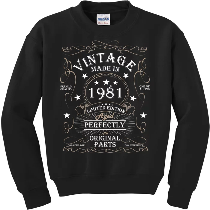 43th Birthday Retro Limited Edition Man Woman Vintage 1981 Kids Sweatshirt