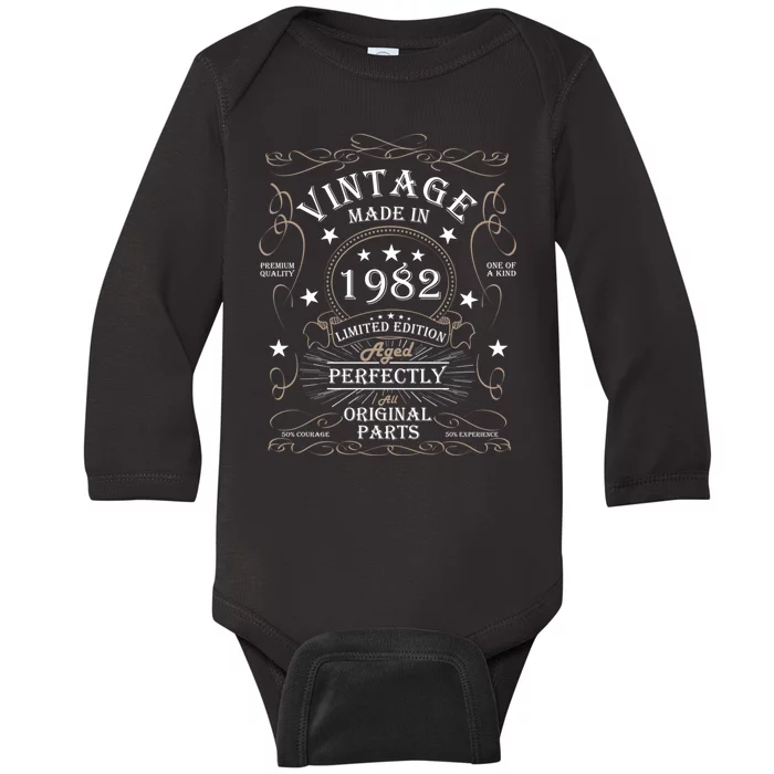 42th Birthday Retro Limited Edition Man Woman Vintage 1982 Baby Long Sleeve Bodysuit