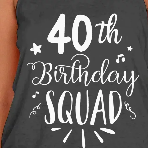 40th Birthday Squad Happy Birthday Party Women's Knotted Racerback Tank