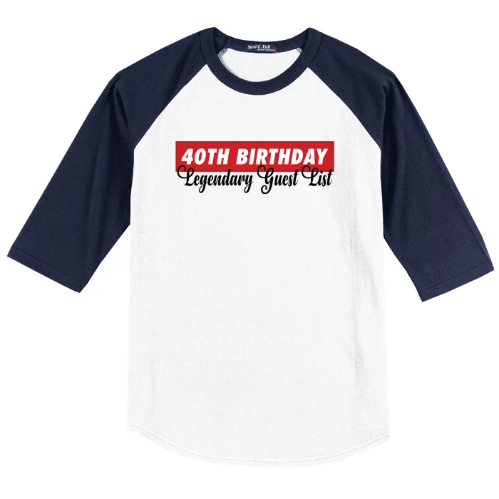 40th Birthday Signatures Guest List Birthday Party To Sign For 40 Years Baseball Sleeve Shirt