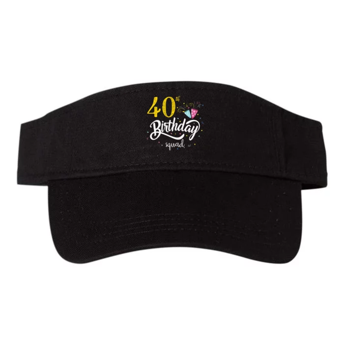 40th Birthday Squad 40 Party Crew Group Valucap Bio-Washed Visor