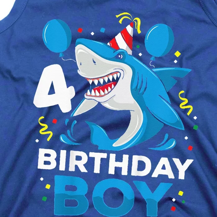 4th Birthday Shark Ocean Theme Party 4 Years Old Tank Top