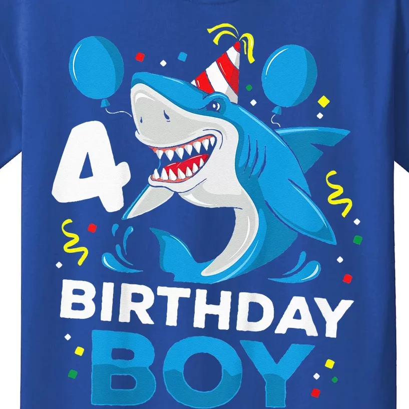 4th Birthday Shark Ocean Theme Party 4 Years Old Kids T-Shirt