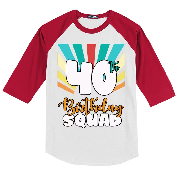 40th Birthday Squad 40 Years Old Kids Colorblock Raglan Jersey