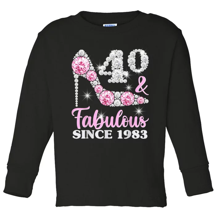 40th Birthday Shirts For Wom.e.n, 40 And Fabulous Since 1983 Toddler Long Sleeve Shirt