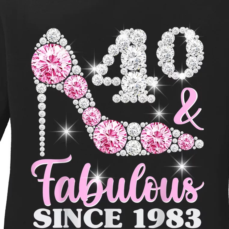 40th Birthday Shirts For Wom.e.n, 40 And Fabulous Since 1983 Ladies Long Sleeve Shirt