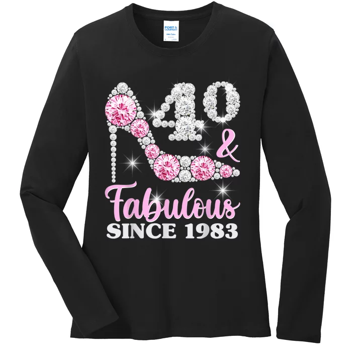 40th Birthday Shirts For Wom.e.n, 40 And Fabulous Since 1983 Ladies Long Sleeve Shirt