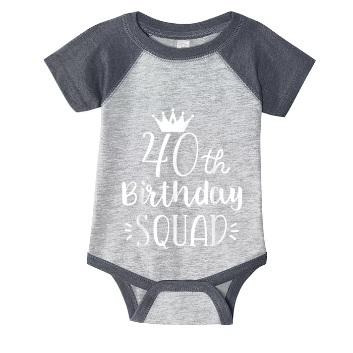 40 Birthday Squad 40th Birthday Group Infant Baby Jersey Bodysuit