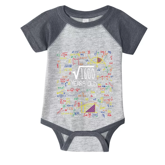 40th Birthday Square Root Of 1600 40 Years Old Math Lover Infant Baby Jersey Bodysuit