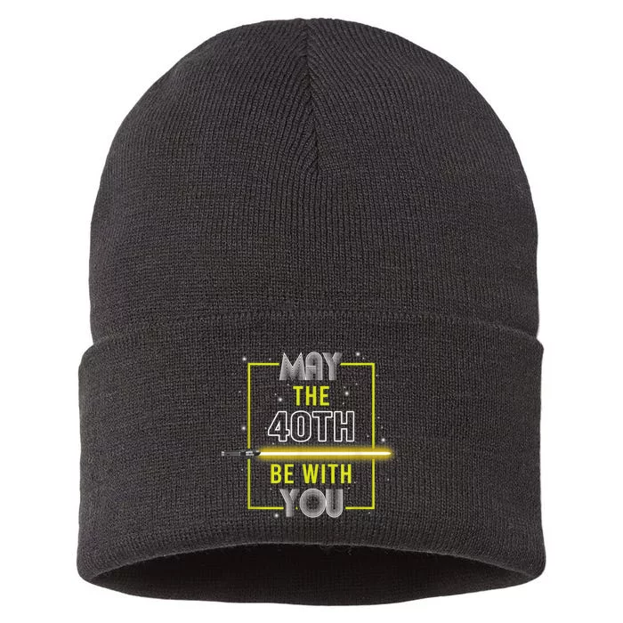 40th Birthday Tee May The 40th Be With You fortieth Birthday Sustainable Knit Beanie