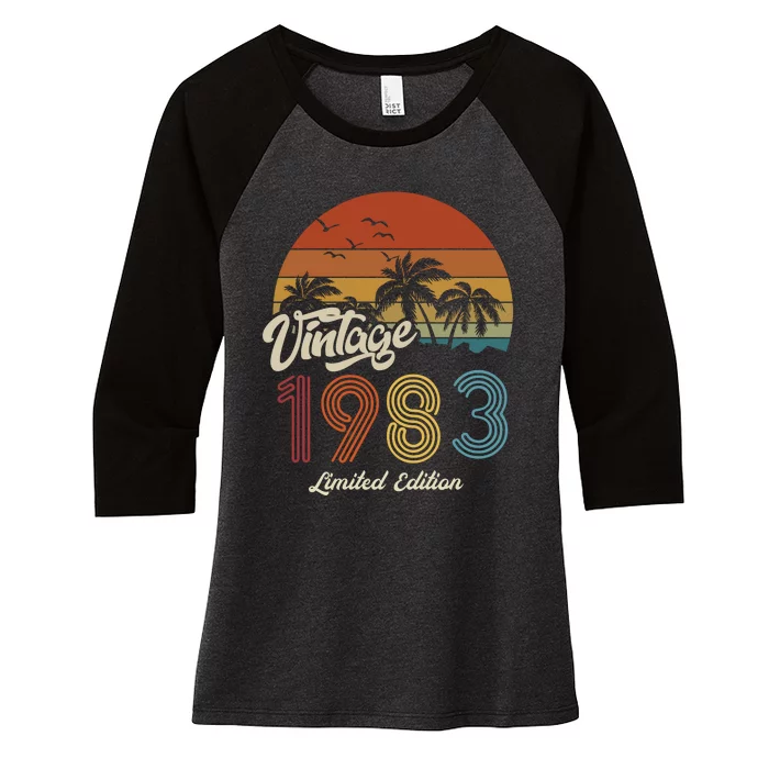 40th Birthday Vintage Limited Edition 1983 Women's Tri-Blend 3/4-Sleeve Raglan Shirt