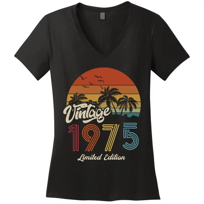 48th Birthday Vintage Limited Edition 1975 Women's V-Neck T-Shirt