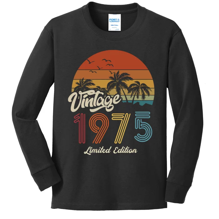 48th Birthday Vintage Limited Edition 1975 Kids Long Sleeve Shirt