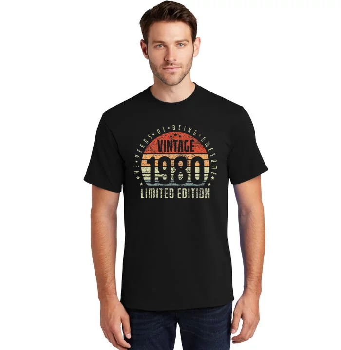 43th Birthday Vintage 1980 Limited Edition 43 Yr Old Tall T-Shirt