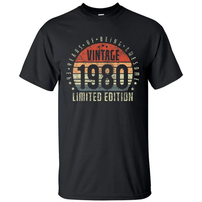 43th Birthday Vintage 1980 Limited Edition 43 Yr Old Tall T-Shirt