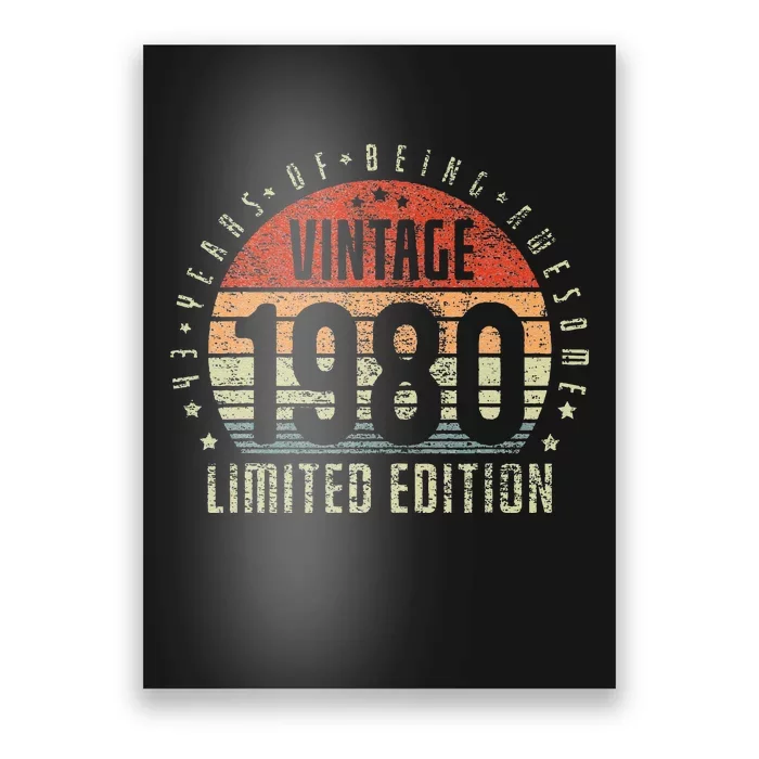 43th Birthday Vintage 1980 Limited Edition 43 Yr Old Poster