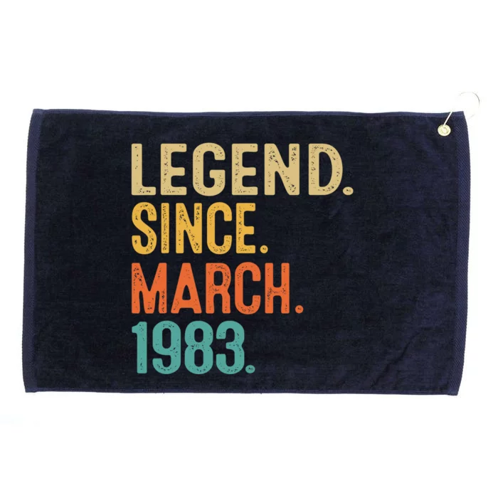 40th Birthday Vintage Legend Since March 1983 40 Year Old Grommeted Golf Towel