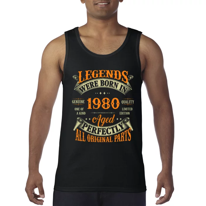 44th Birthday Vintage Legends Born In 1980 44 Years Old Tank Top