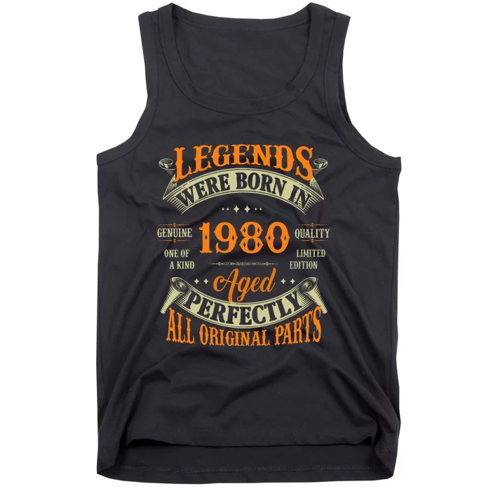 44th Birthday Vintage Legends Born In 1980 44 Years Old Tank Top