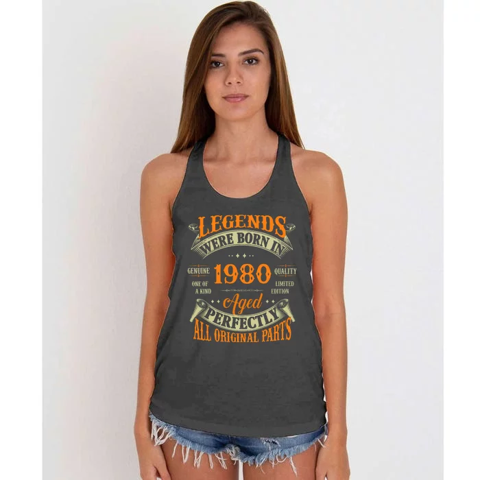 44th Birthday Vintage Legends Born In 1980 44 Years Old Women's Knotted Racerback Tank