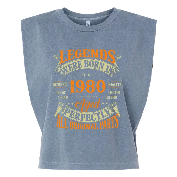 44th Birthday Vintage Legends Born In 1980 44 Years Old Garment-Dyed Women's Muscle Tee