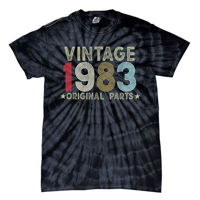 40th Birthday Vintage Original Parts 1983 Retro 40 Years Old Tie-Dye T-Shirt