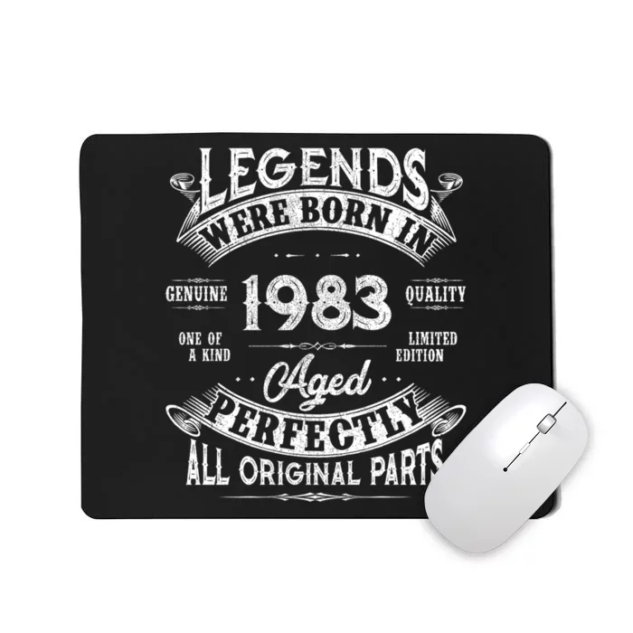 40th Birthday Vintage Legends Born In 1983 40 Years Old Mousepad