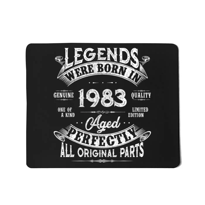 40th Birthday Vintage Legends Born In 1983 40 Years Old Mousepad