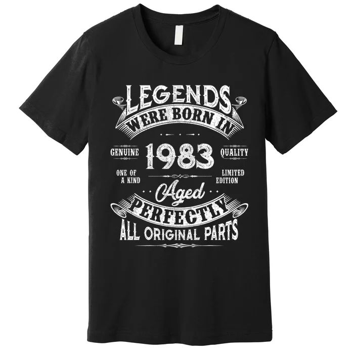 40th Birthday Vintage Legends Born In 1983 40 Years Old Premium T-Shirt